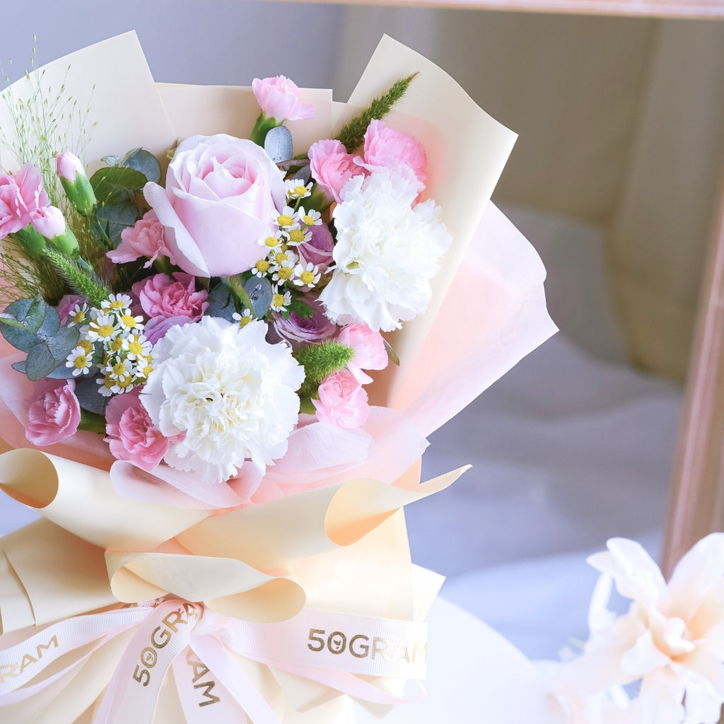 Velvet Nude Pink Roses Hand Bouquet image 8