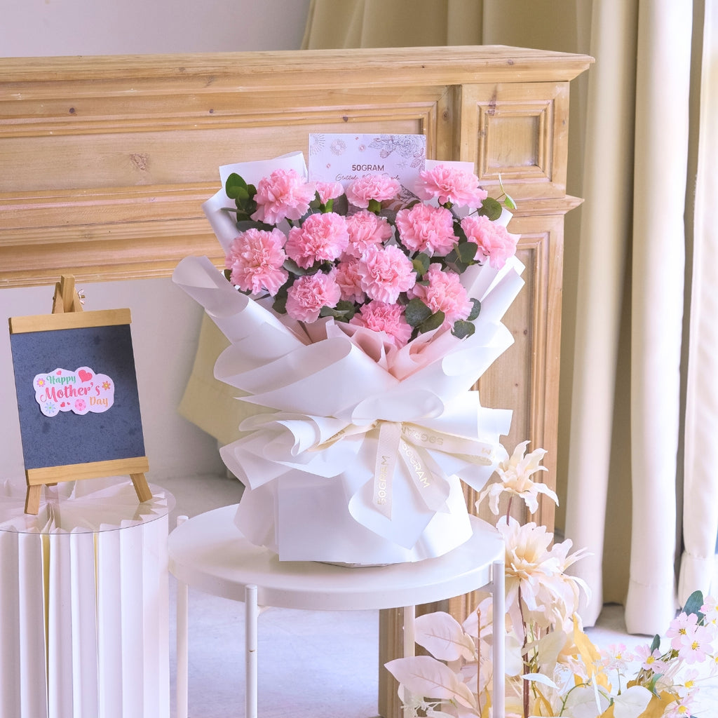 Blooming Heart Pink Carnation Hand Bouquet - Medium image 5