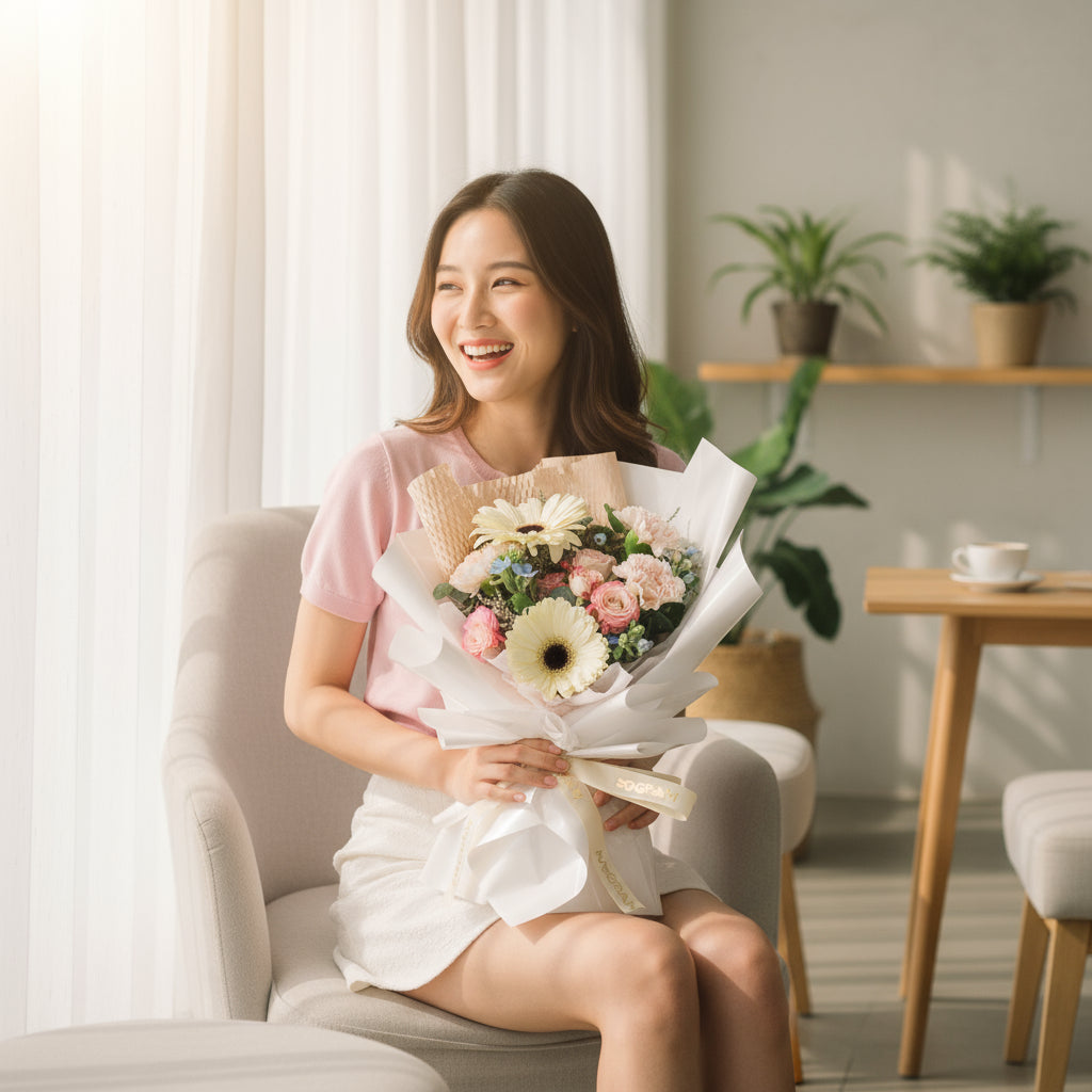 Maison Andrea White Daisy Hand Bouquet image 3