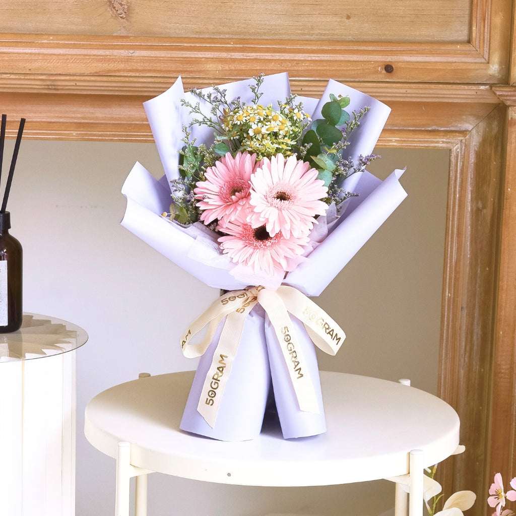 Adore Lite Pink Daisy Hand Bouquet image 3