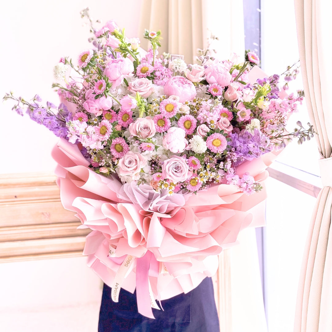Noble Bloom Pink Roses Hand Bouquet image 3