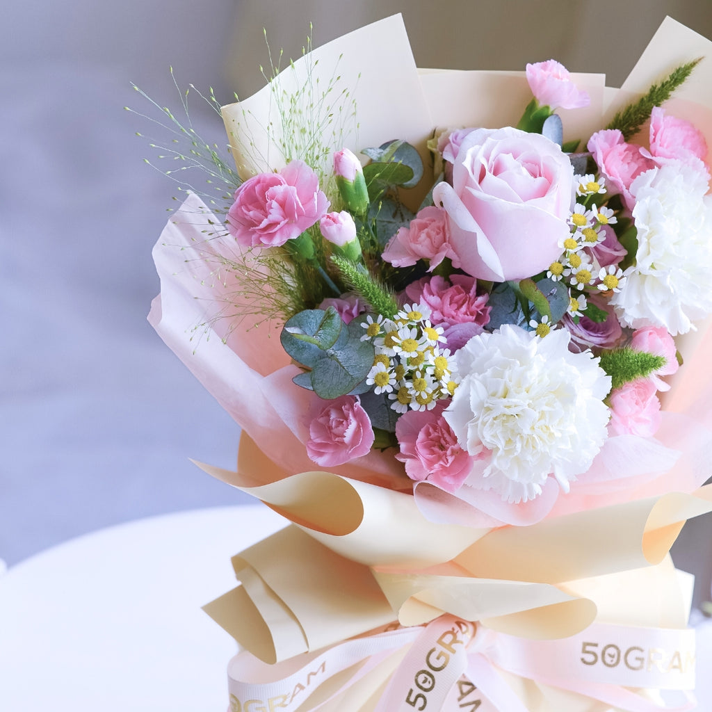 Velvet Nude Pink Roses Hand Bouquet image 7