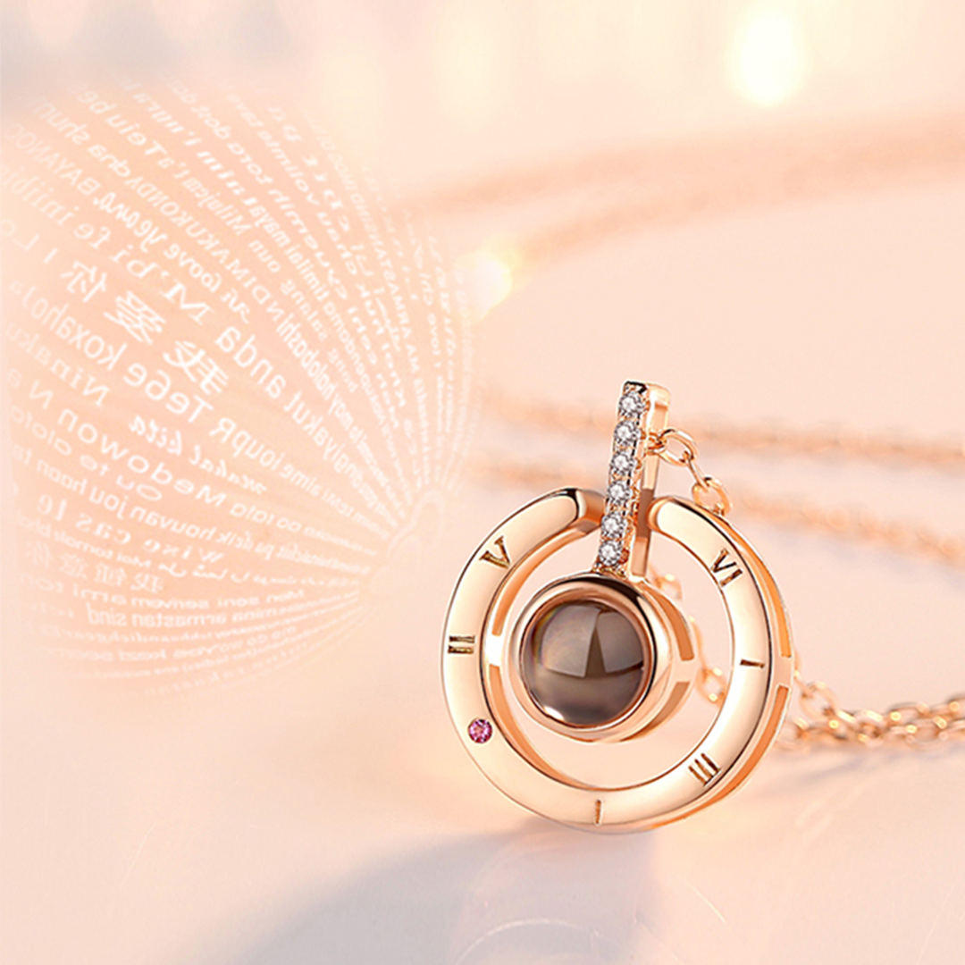 Fayre 100 Languages I Love You in Rose Gold Projection Necklace image 2