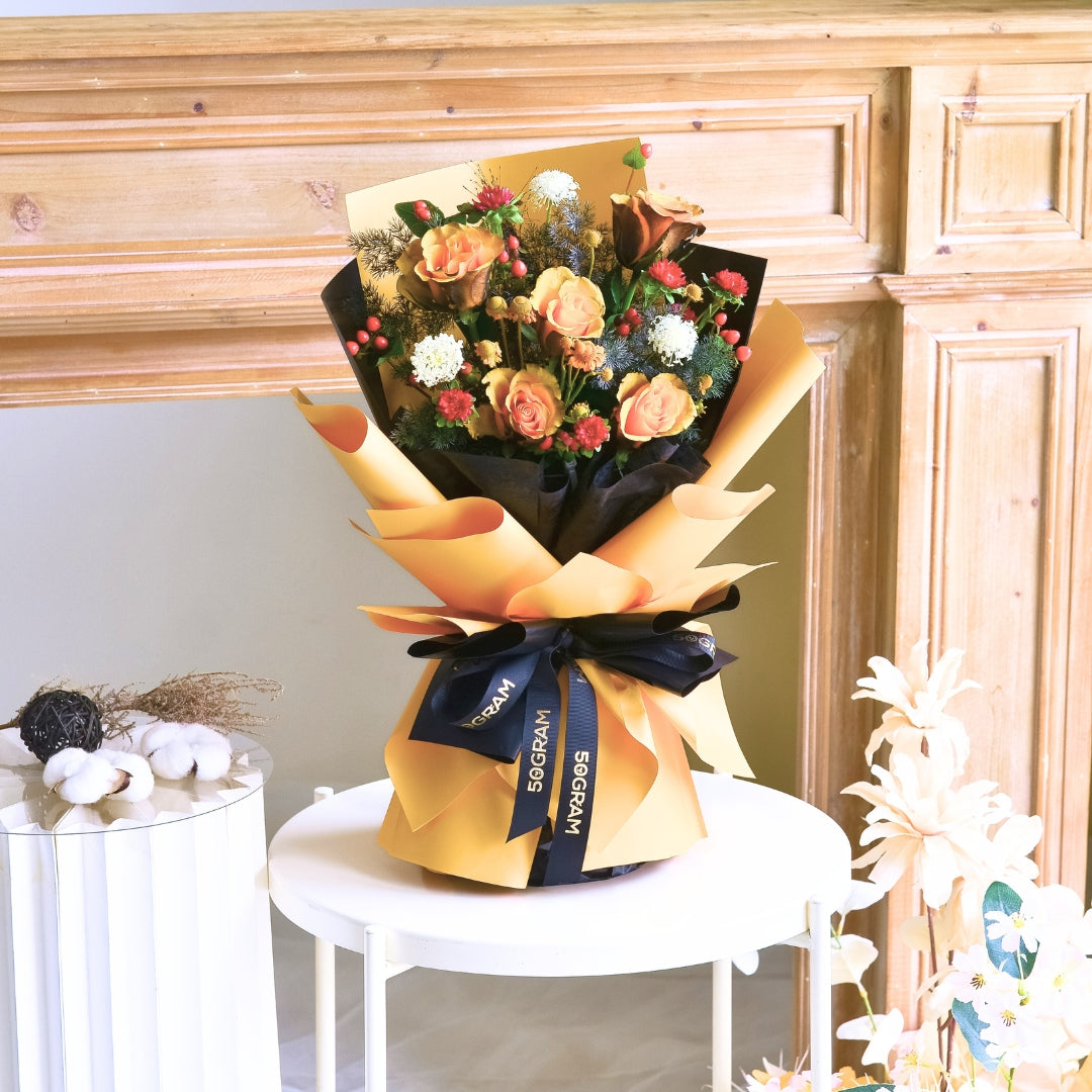 Pumpkin Kiss Orange Roses Hand Bouquet image 4