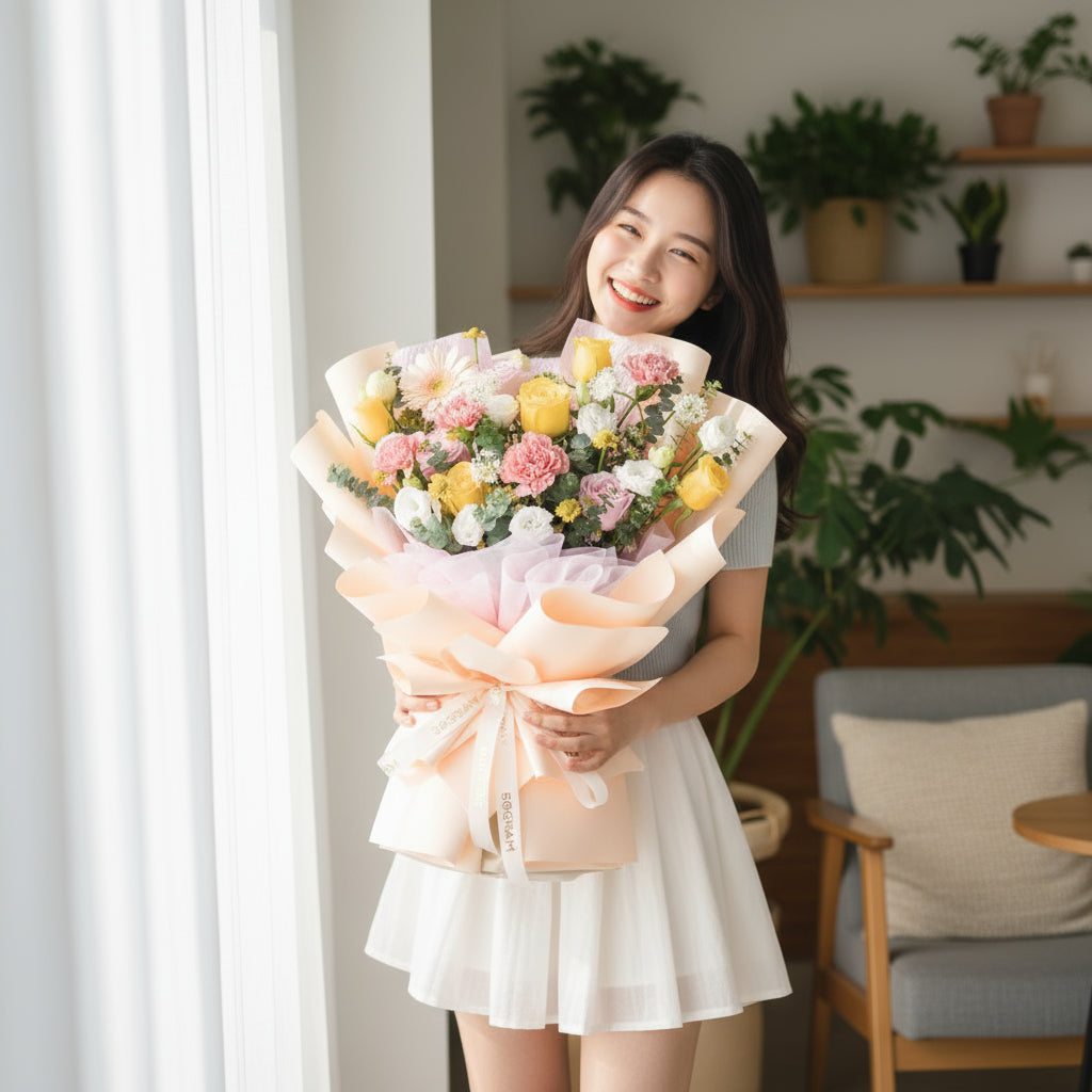 Buttercup Whimsy Yellow Roses Hand Bouquet image 1