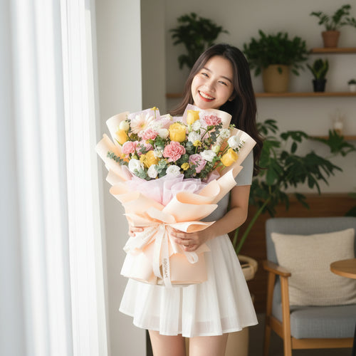Buttercup Whimsy Yellow Roses Hand Bouquet image 1