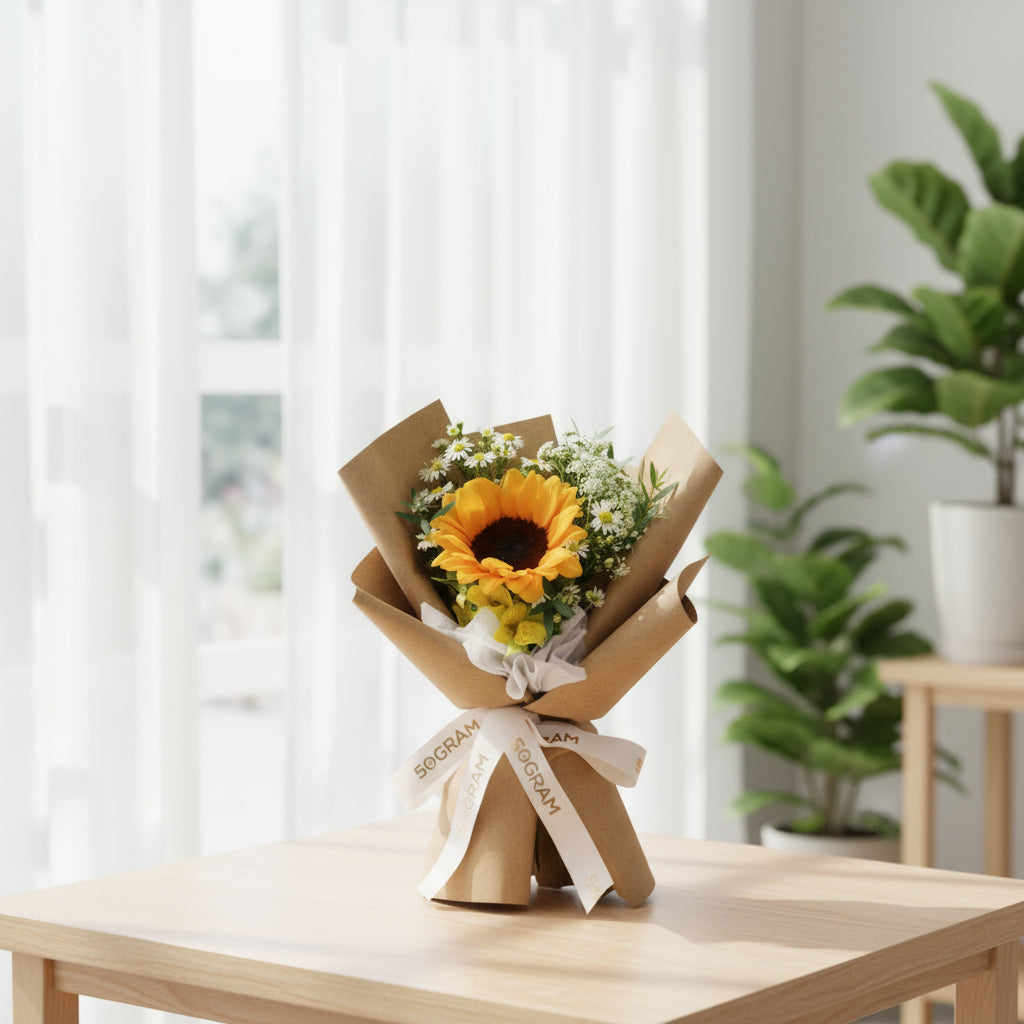 Cream Blush Sunflower Hand Bouquet image 2