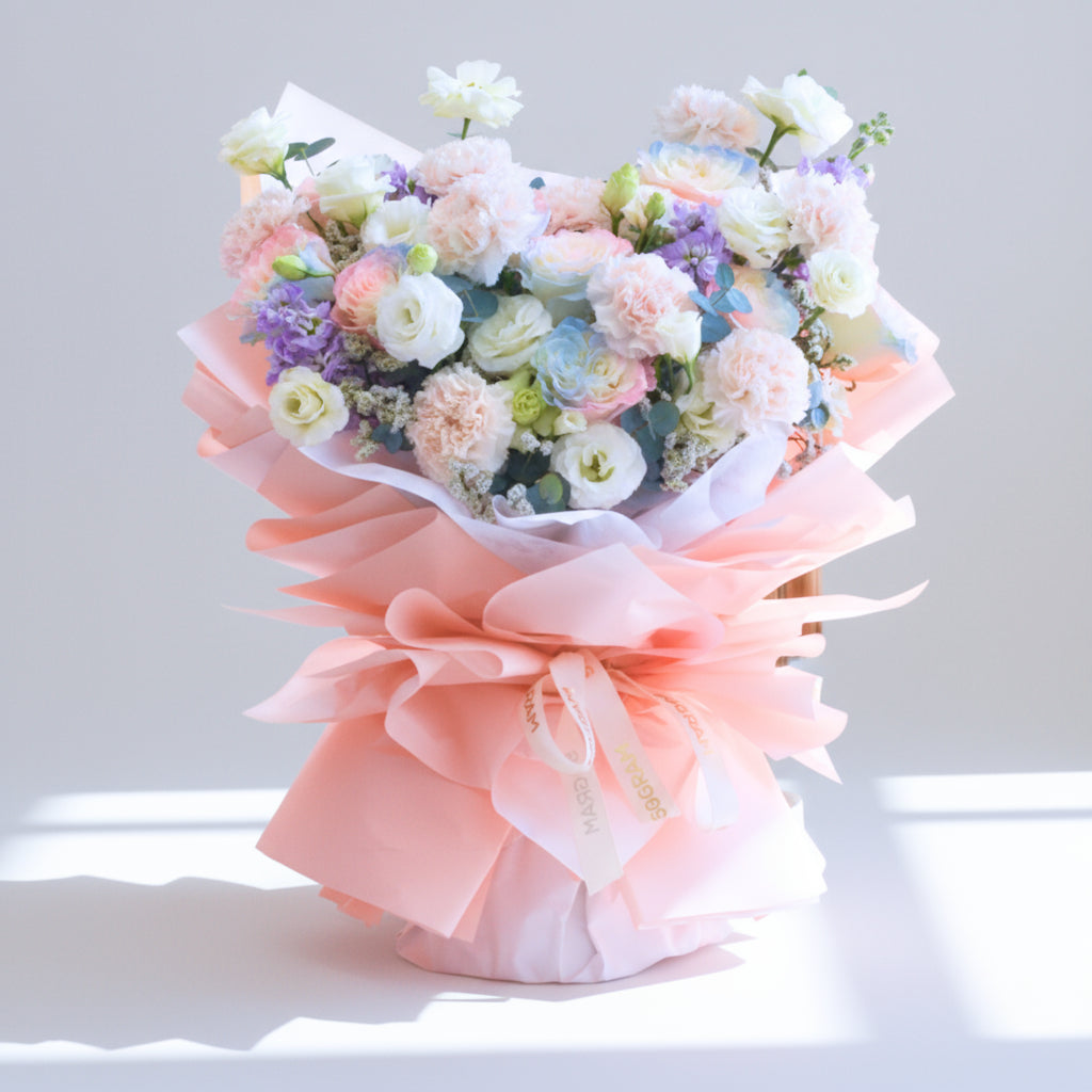 Mermaid Pink Blue Roses Hand Bouquet image 0