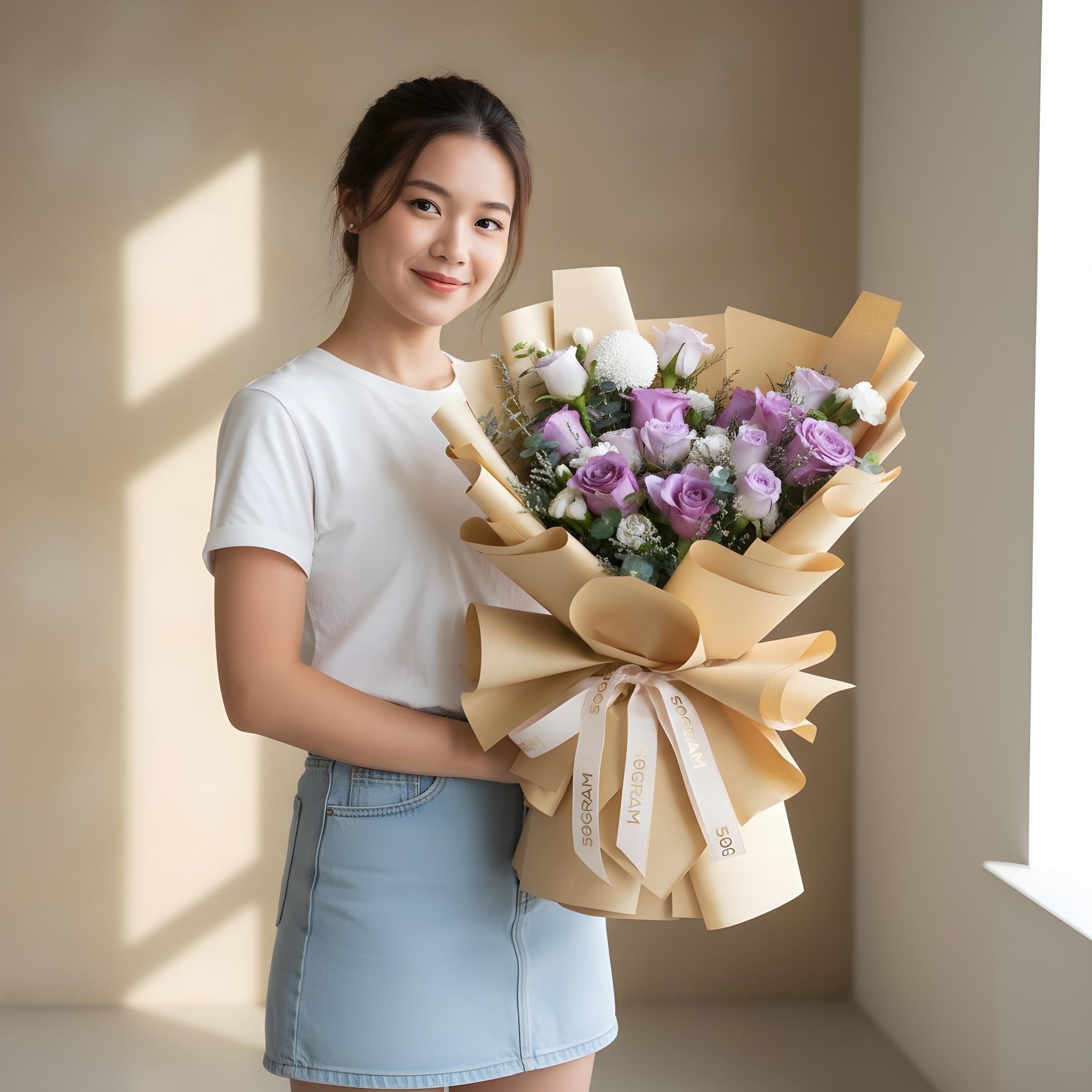 Blush Purple Roses Hand Bouquet image 1