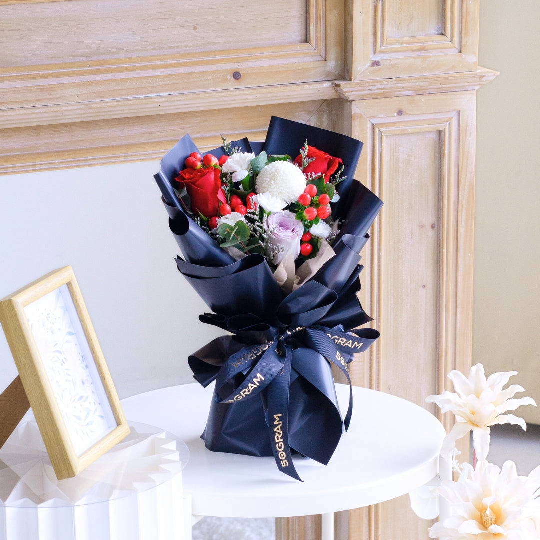 Moonlit Love Red Roses Hand Bouquet image 5