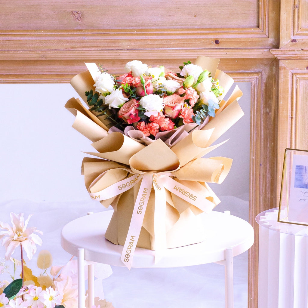 Sunrise Charm Cappuccino Rose Hand Bouquet image 15