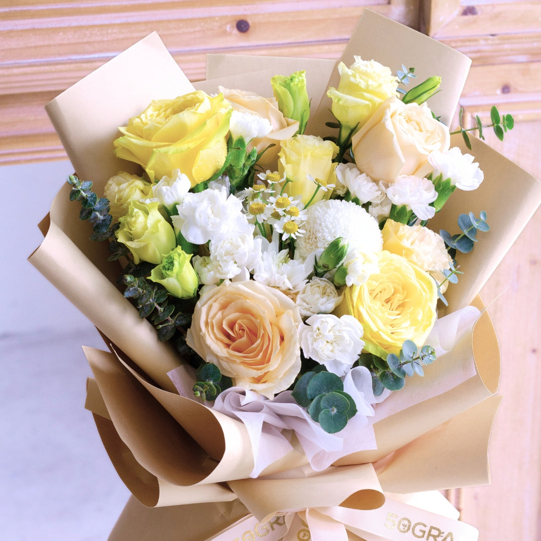 Yellow Serenade Yellow Rose Hand Bouquet image 7