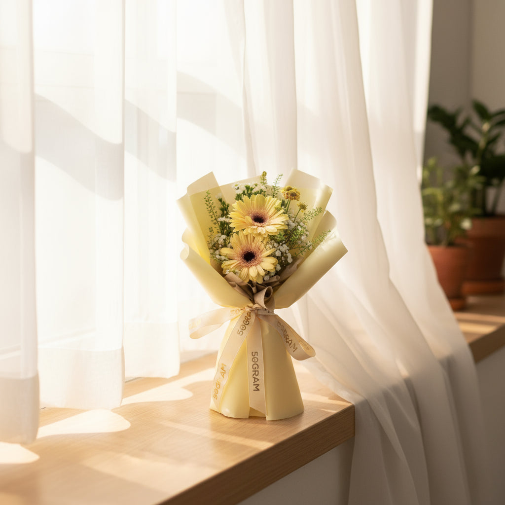 Petal Pop Champagne Daisy Hand Bouquet image 2