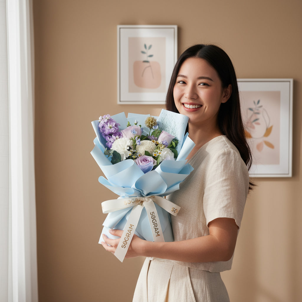 Soft Wisteria Raindance Roses Hand Bouquet image 3