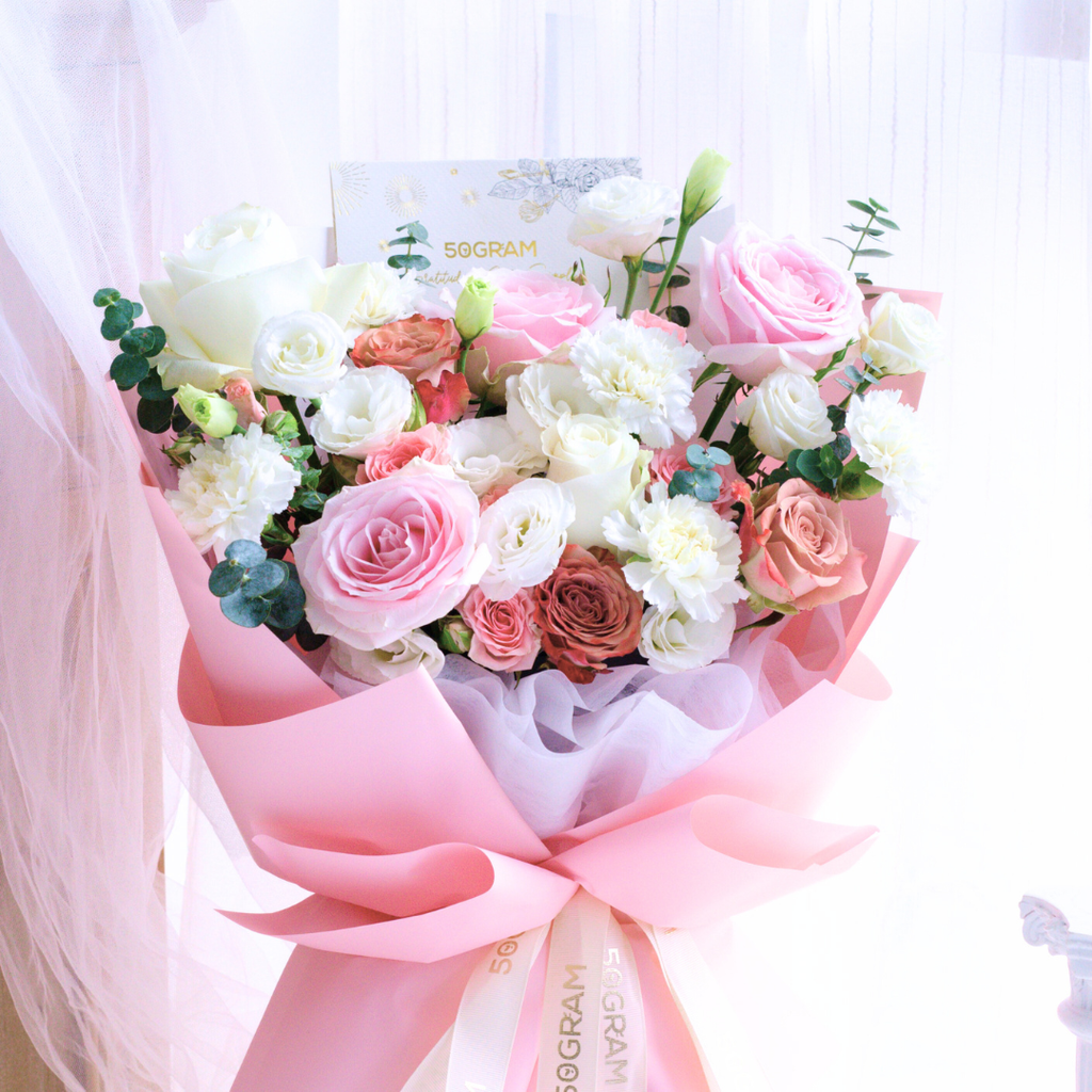 Love Bonds Pink Roses Hand Bouquet image 7
