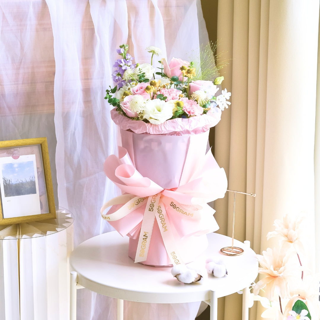 Ivory Tatiana Pink Roses Russian Style Bouquet image 4