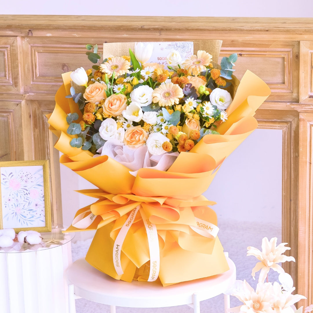 Sunset Symphony Champagne Roses Hand Bouquet image 11