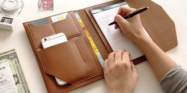 Korean-style leather notebook covers, passport holders, and clutch bag image 5