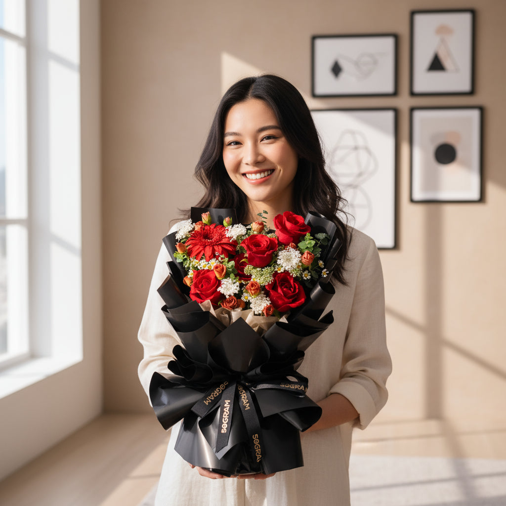 Firelight Love Qi Xi Hand Bouquet image 1