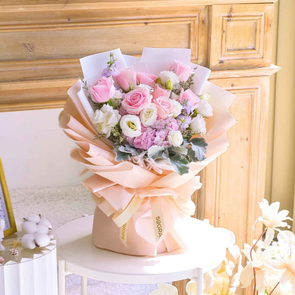 Blush Kiss Pink Hydrangea Hand Bouquet image 11