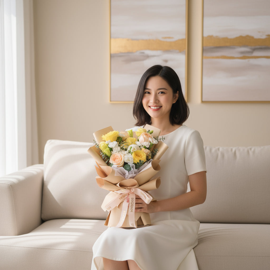 Yellow Serenade Yellow Rose Hand Bouquet image 3