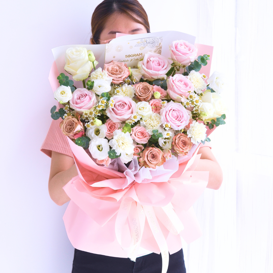 Love Bonds Pink Roses Hand Bouquet image 4