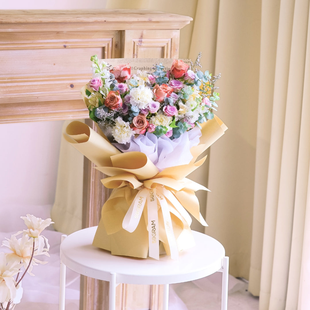 Burlap Kiss Cappuccinno Rose Hand Bouquet image 7