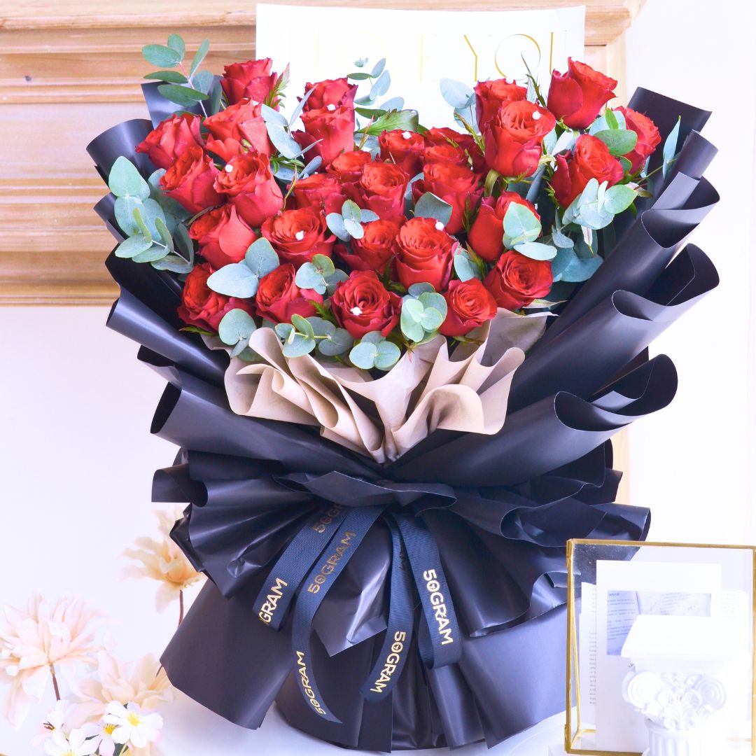 Ebony Love Red Roses Hand Bouquet image 4