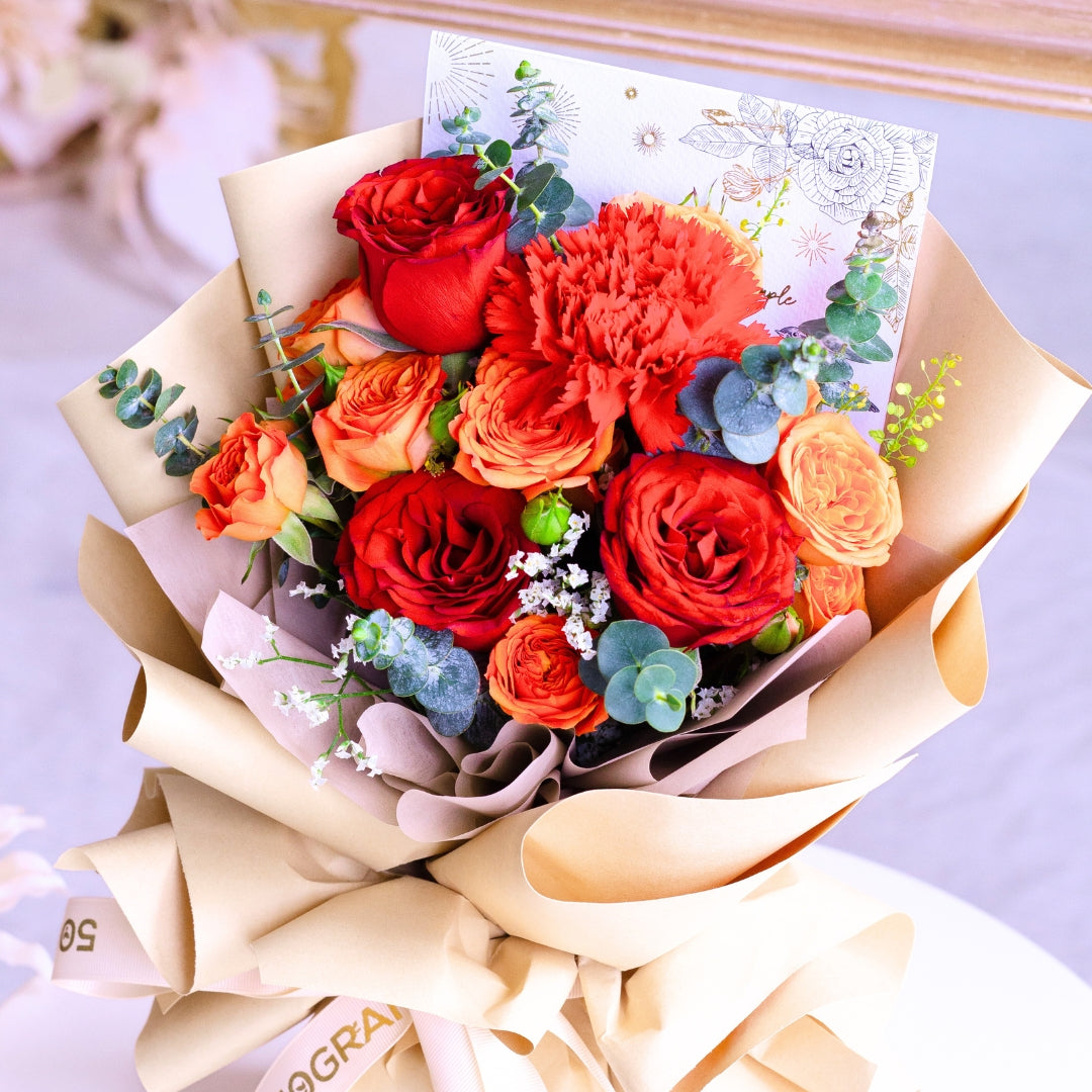 Scarlet Spice Red Rose Hand Bouquet image 7