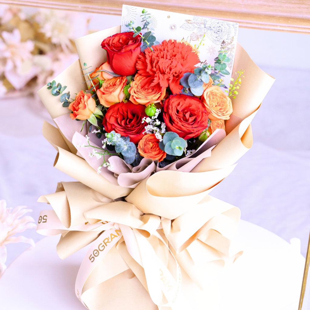 Scarlet Spice Red Rose Hand Bouquet image 6