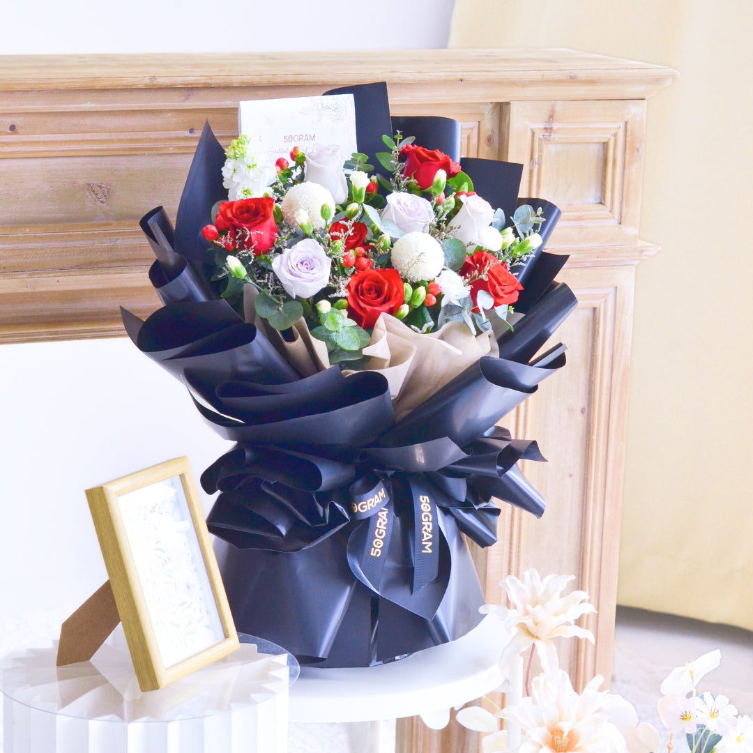 Moonlit Love Red Roses Hand Bouquet image 13