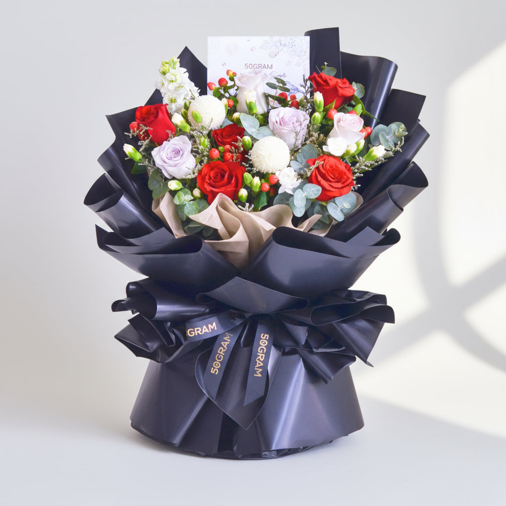 Moonlit Love Red Roses Hand Bouquet image 0