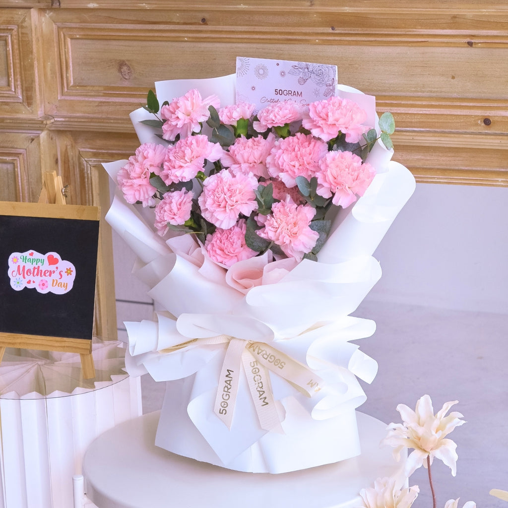 Blooming Heart Pink Carnation Hand Bouquet - Medium image 4