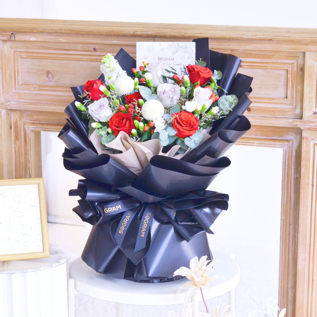 Moonlit Love Red Roses Hand Bouquet image 12