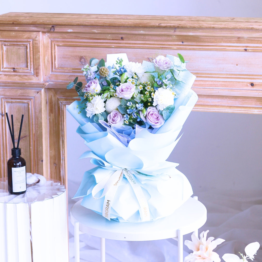 Soft Wisteria Raindance Roses Hand Bouquet image 10