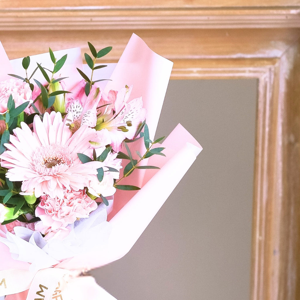 Pinkie Pop Pink Daisy Carnation Hand Bouquet image 6