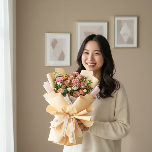 Caramel Cloud Cappuccino Roses Hand Bouquet image 1