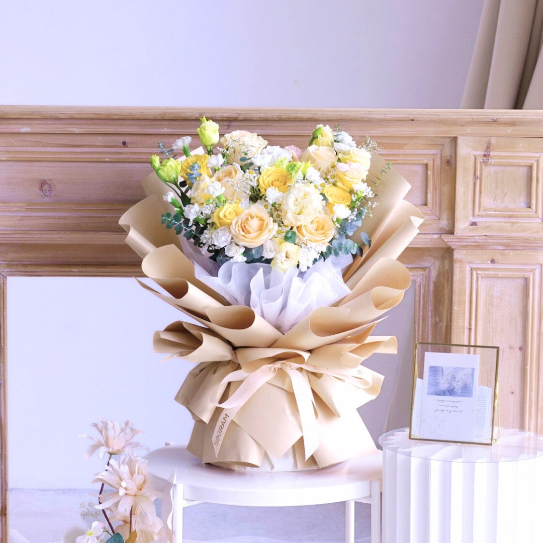 Yellow Serenade Yellow Rose Hand Bouquet image 12