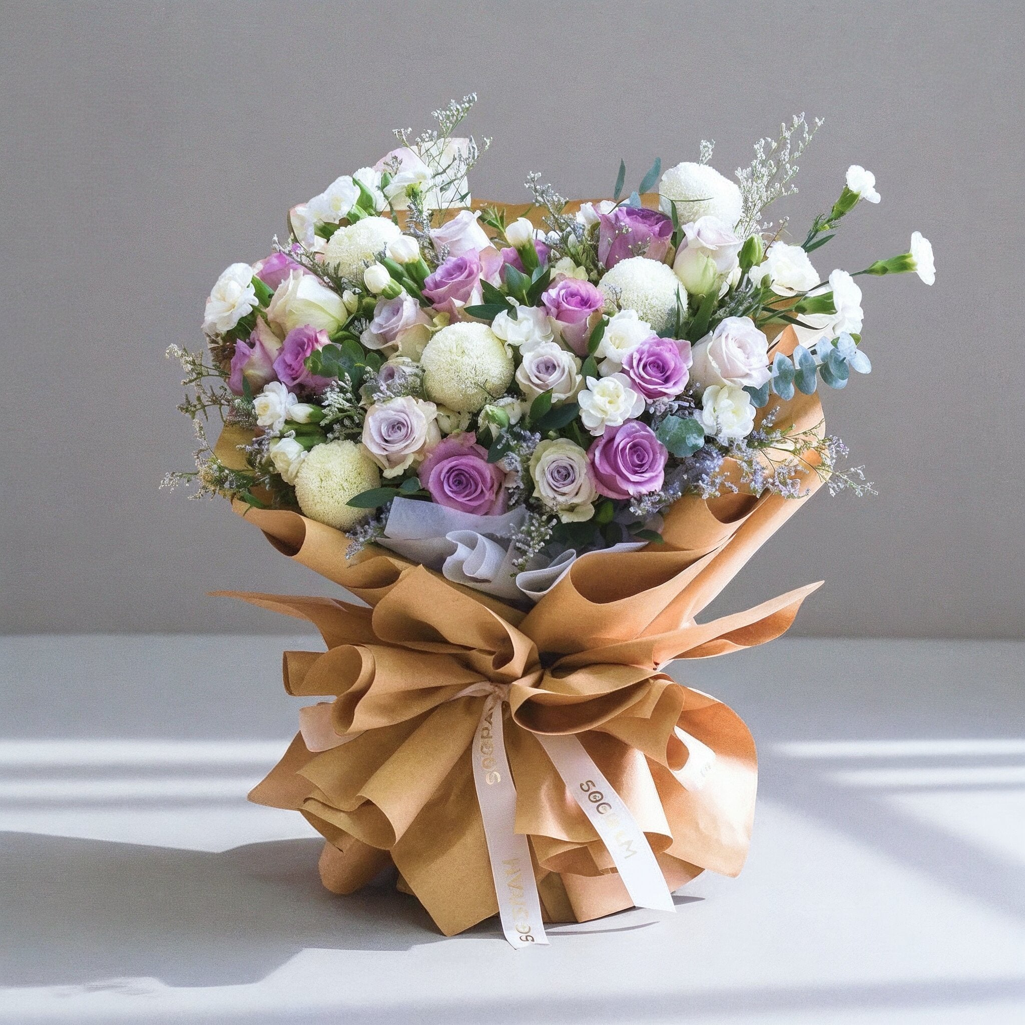 Mauve Elegance Purple Roses Hand Bouquet image 0