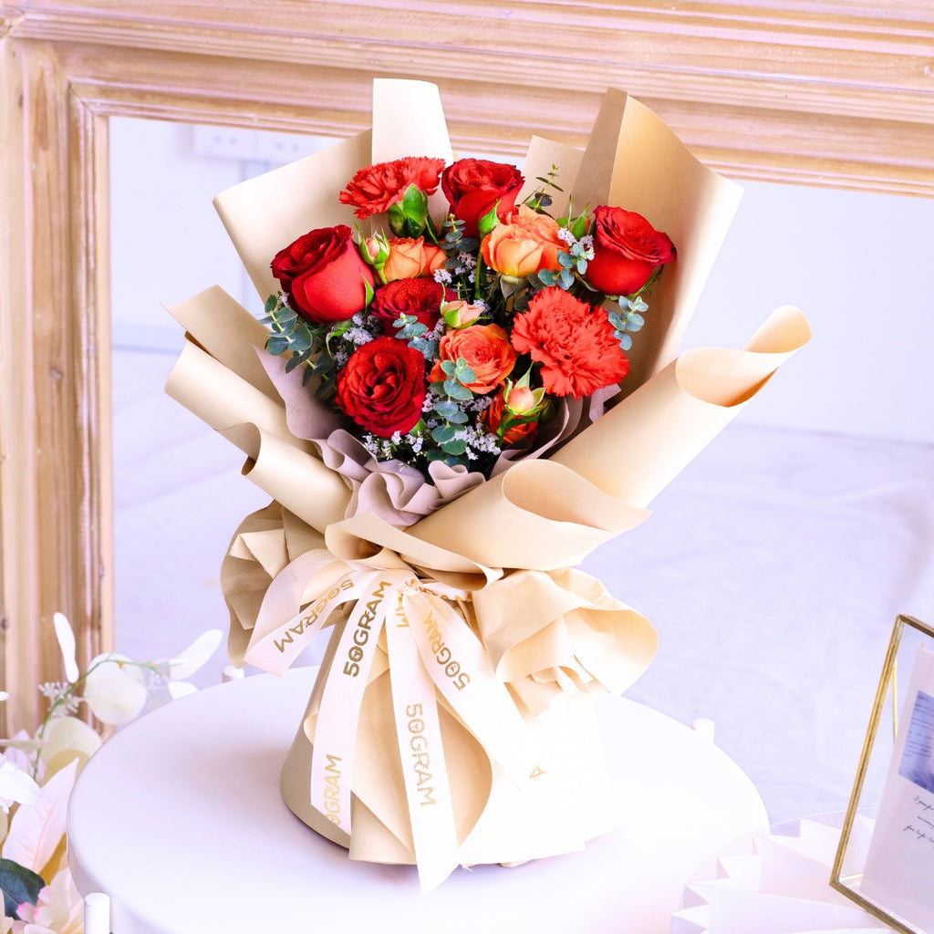 Scarlet Spice Red Rose Hand Bouquet image 10