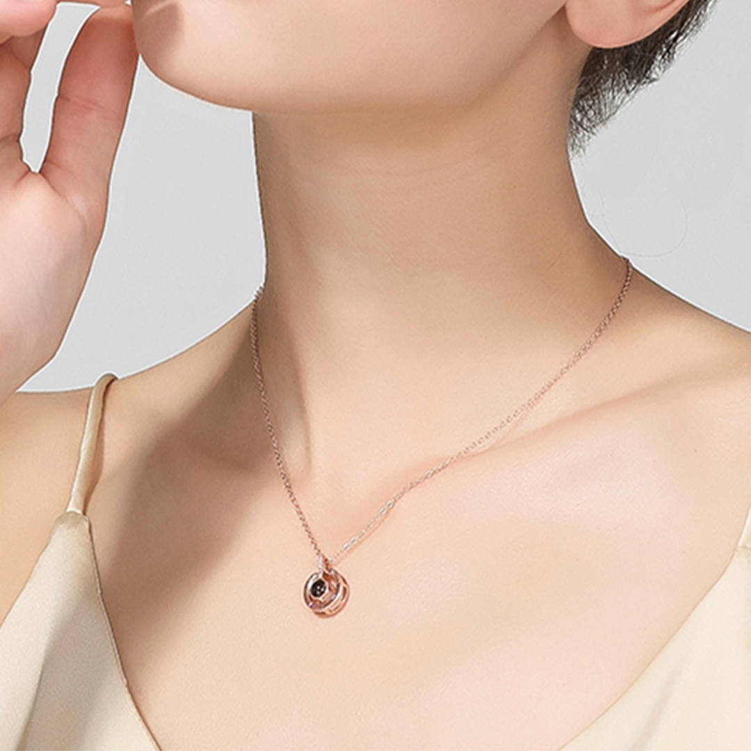 Fayre 100 Languages I Love You in Rose Gold Projection Necklace image 1