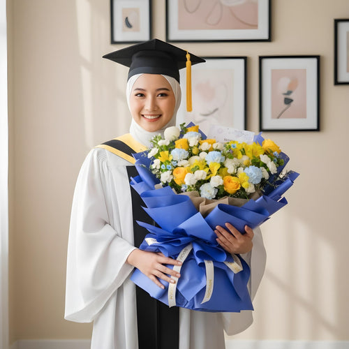 Blue Mirage Yellow Roses Hand Bouquet image 1