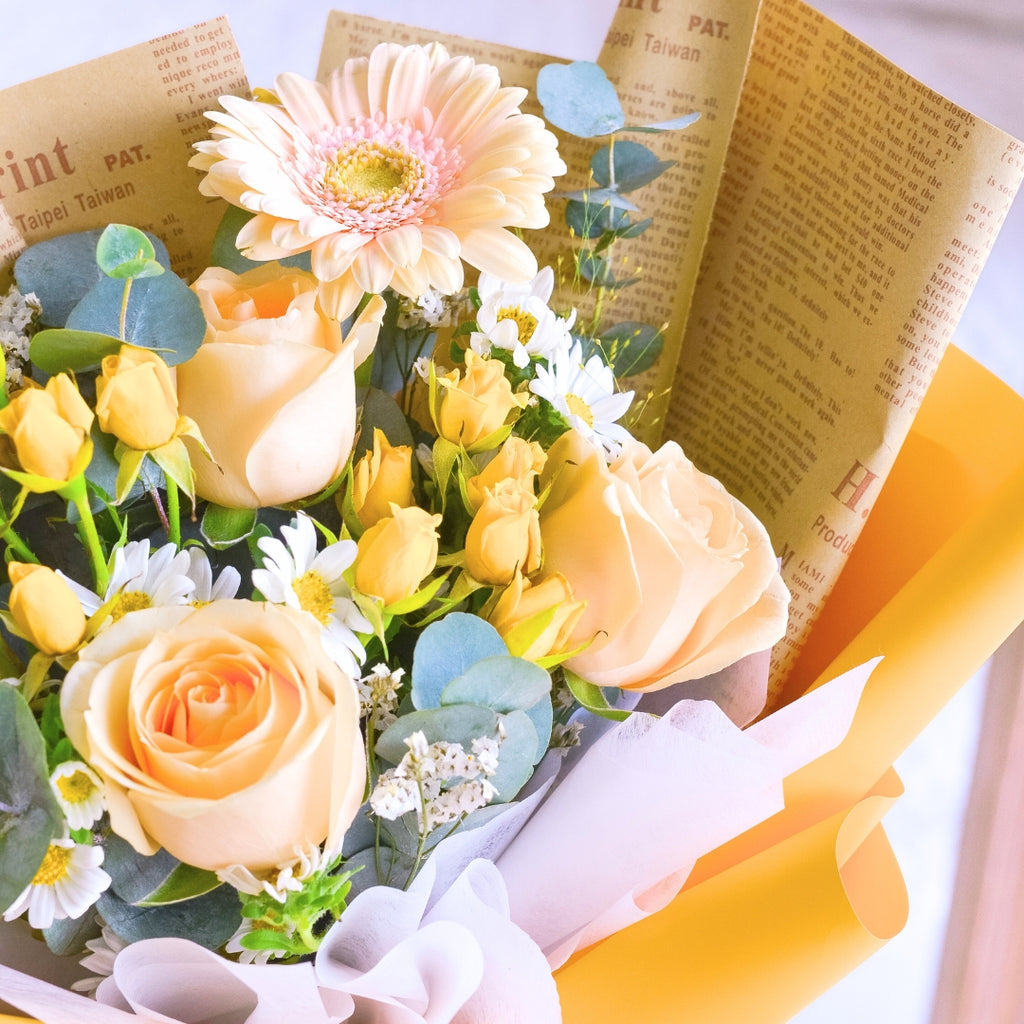 Sunset Symphony Champagne Roses Hand Bouquet image 7