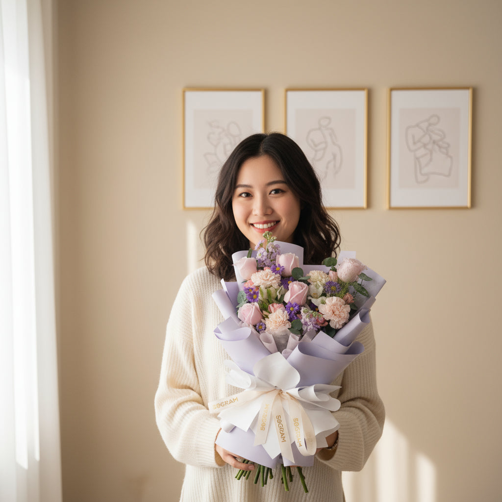 Duska Bloom Pink Roses Hand Bouquet image 3