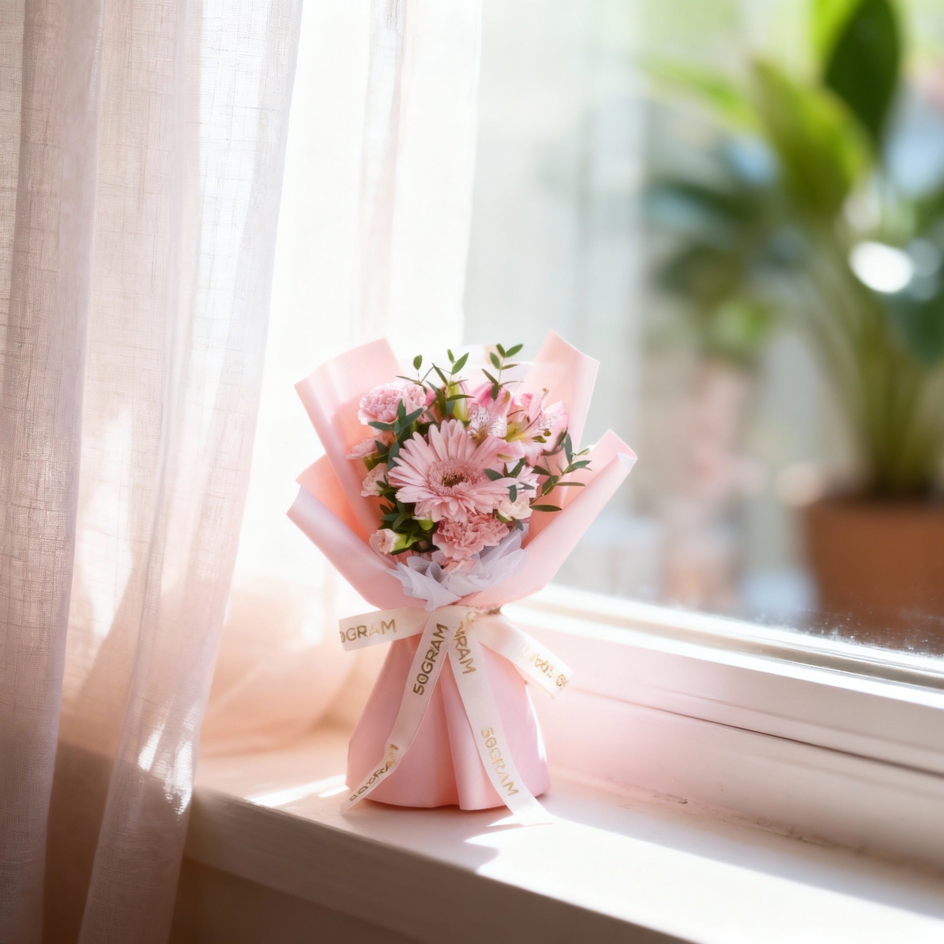 Pinkie Pop Pink Daisy Carnation Hand Bouquet image 2