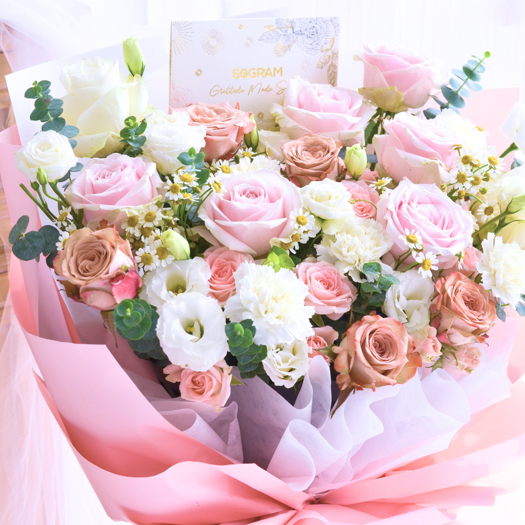 Love Bonds Pink Roses Hand Bouquet image 11