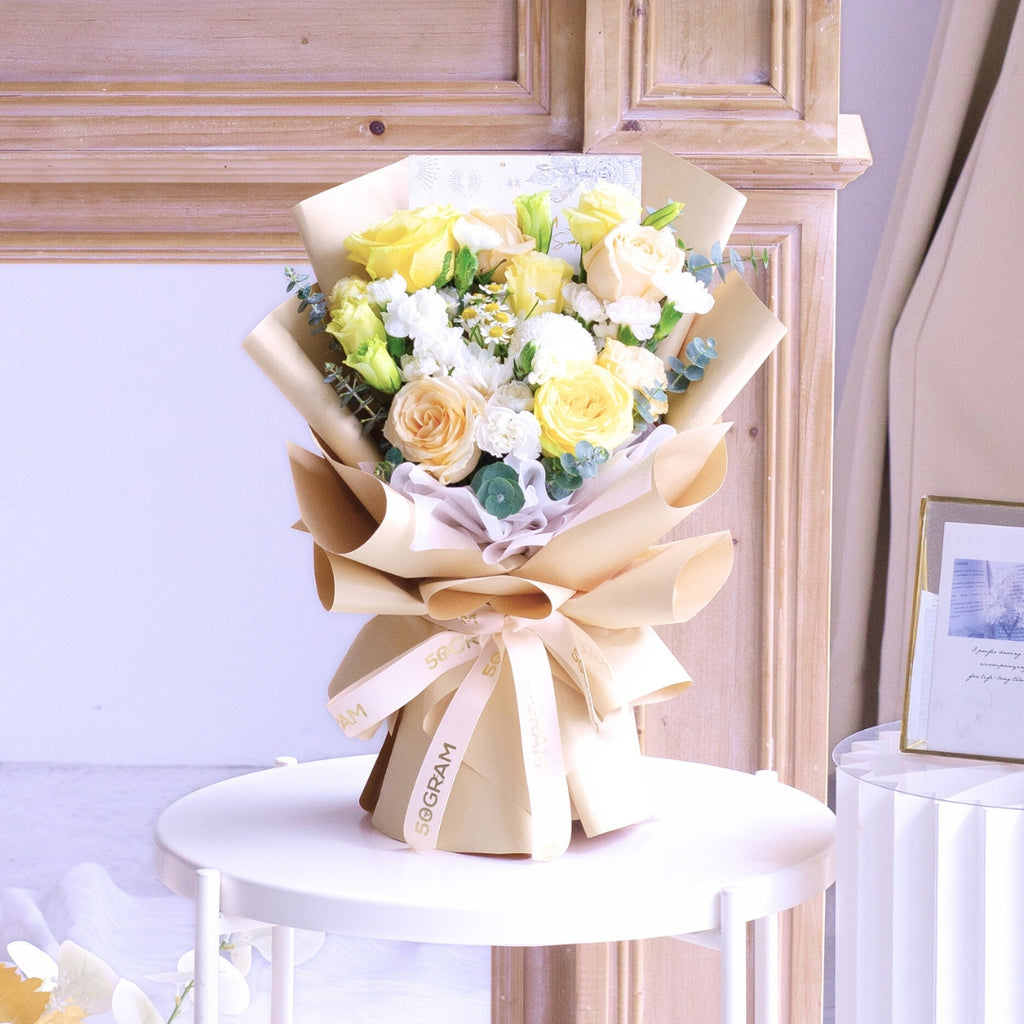 Yellow Serenade Yellow Rose Hand Bouquet image 4