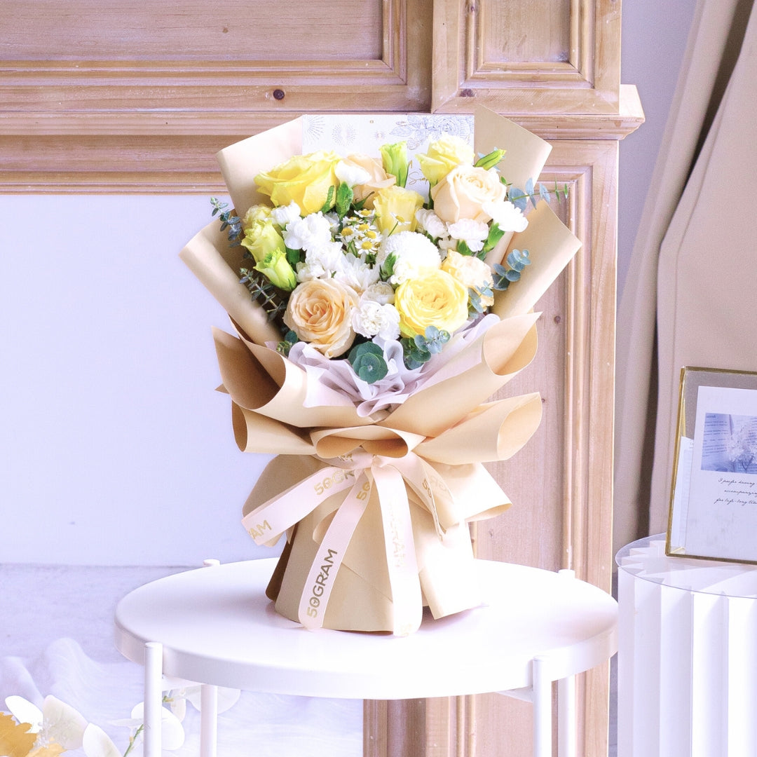 Yellow Serenade Yellow Rose Hand Bouquet image 4