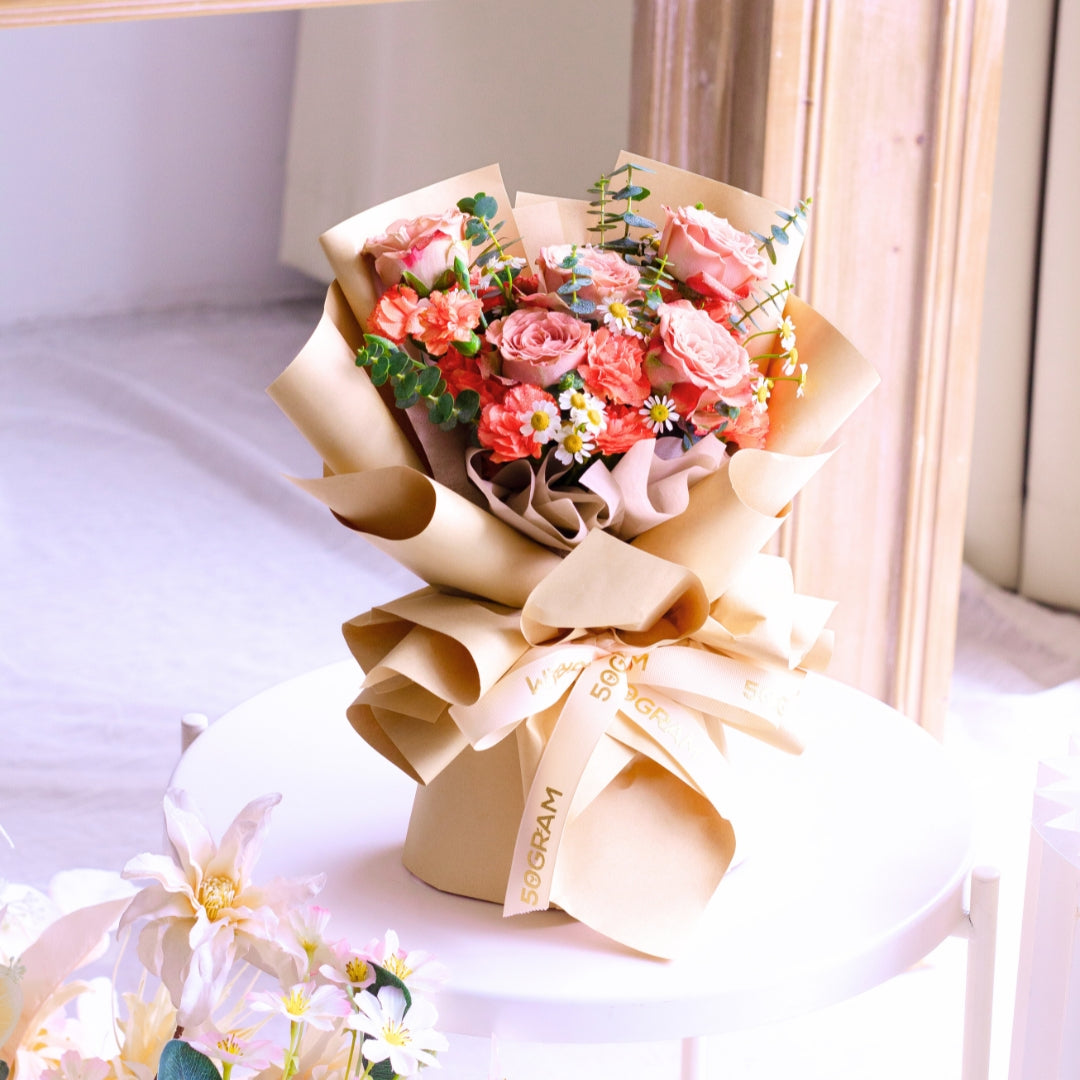 Sunrise Charm Cappuccino Rose Hand Bouquet image 5