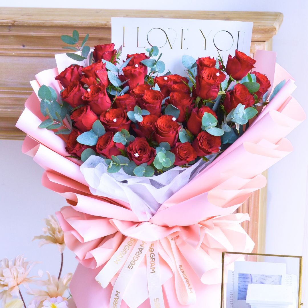 Crimson Whispers Red Roses Hand Bouquet image 4